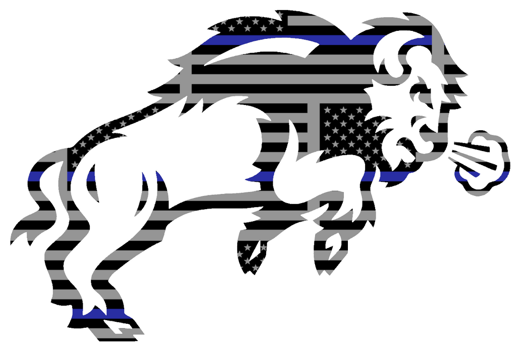 North Dakota State Bison Team Logo Thin Blue Line American Flag Premium DieCut Vinyl Decal PICK SIZE