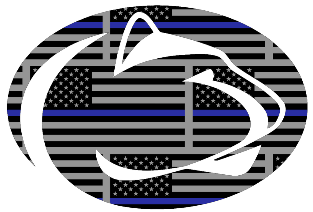 Penn State Nittany Lions Team Logo Thin Blue Line American Flag Premium DieCut Vinyl Decal PICK SIZE
