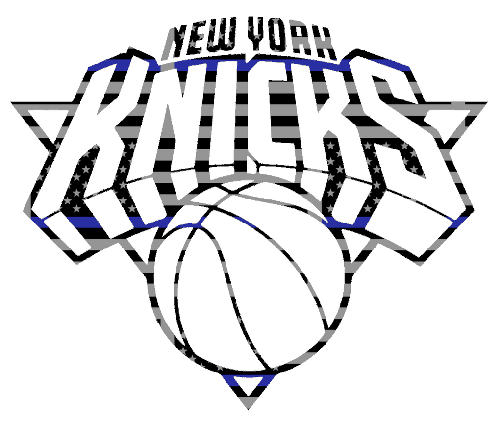 New York Knicks Team Logo Thin Blue Line American Flag Premium DieCut Vinyl Decal PICK SIZE