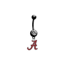 Alabama Crimson Tide Black College Belly Button Navel Ring - Pick Your Color