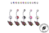 Arizona Cardinals Silver Swarovski Belly Button Navel Ring - Customize Gem Colors