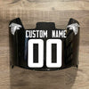 Atlanta Falcons Custom Name & Number Full Size Football Helmet Visor Shield Black Dark Tint w/ Clips - WHITE