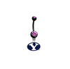 BYU Brigham Young Cougars BLACK w/ PINK GEM College Belly Button Navel Ring