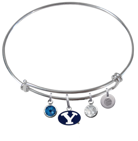 BYU Brigham Young Cougars Basketball Expandable Wire Bangle Charm Bracelet