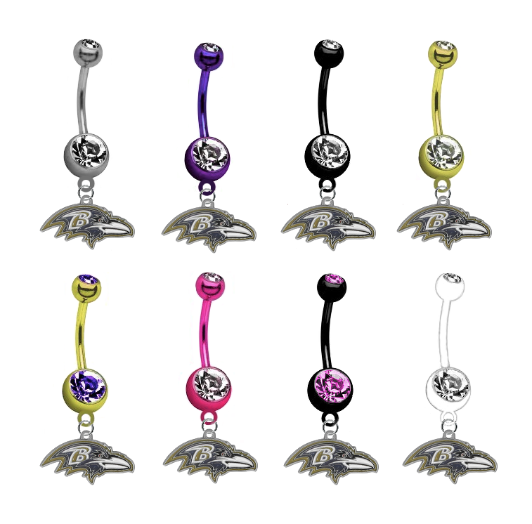 Baltimore Ravens NFL Football Belly Button Navel Ring - Pick Your Color