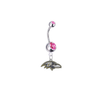 Baltimore Ravens Silver Pink Swarovski Belly Button Navel Ring - Customize Gem Colors
