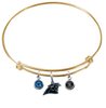 Carolina Panthers Gold NFL Expandable Wire Bangle Charm Bracelet