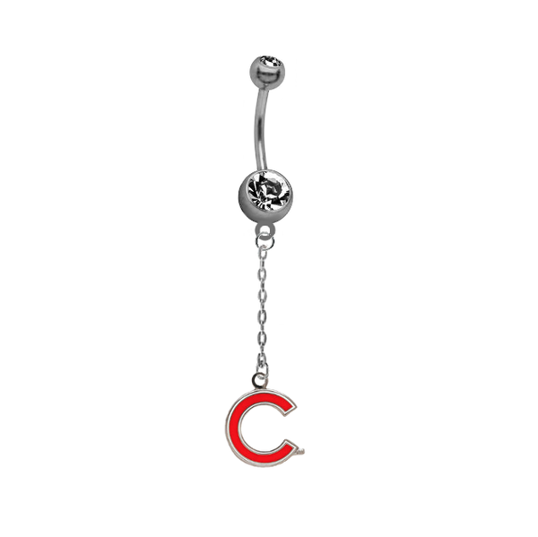 Chicago Cubs Style 2 Dangle Chain Belly Button Navel Ring