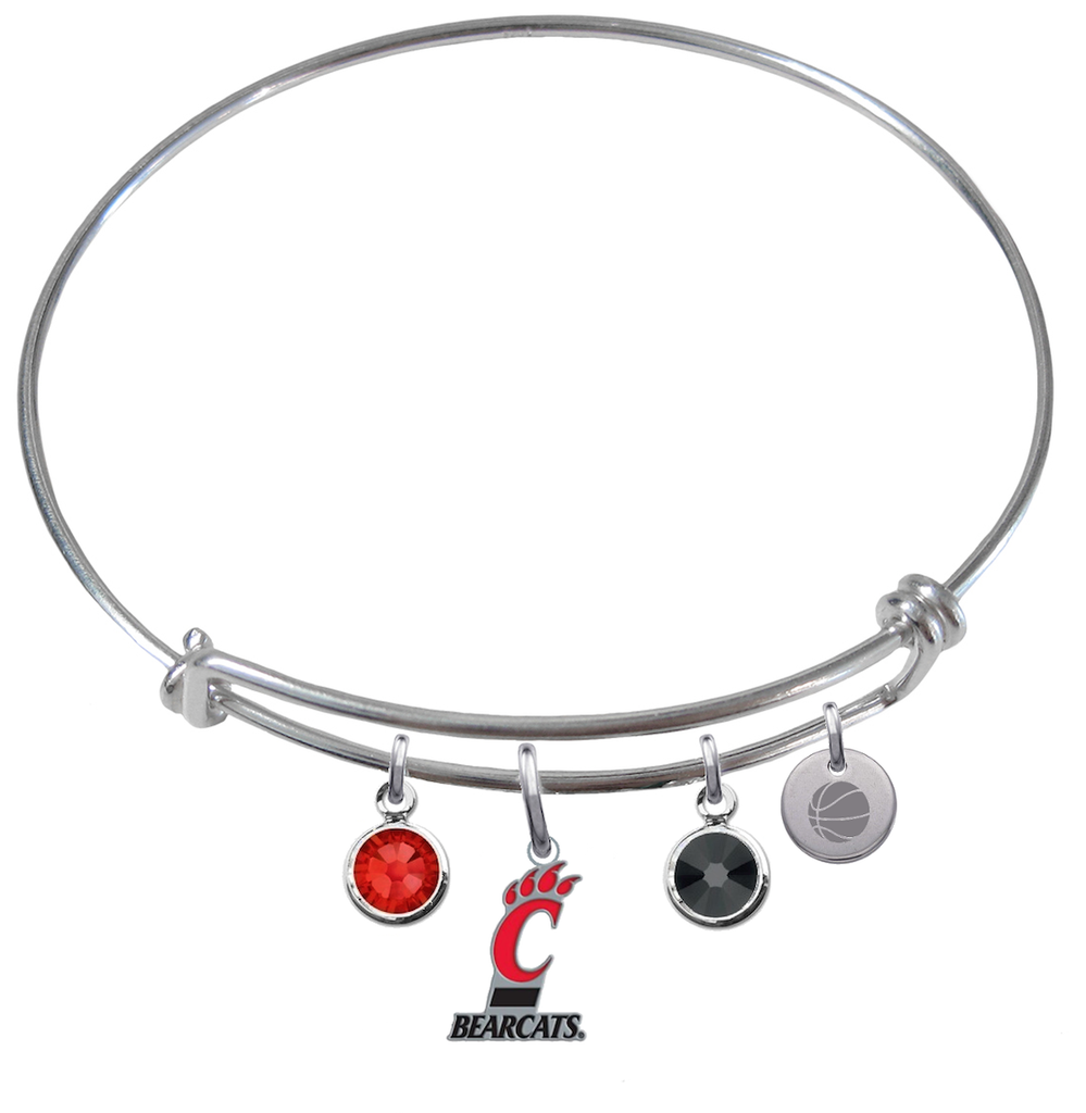 Cincinnati Bearcats Basketball Expandable Wire Bangle Charm Bracelet