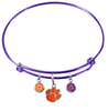 Clemson Tigers Purple Expandable Wire Bangle Charm Bracelet