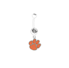 Clemson Tigers WHITE College Belly Button Navel Ring