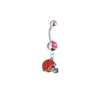 Cleveland Browns Silver Pink Swarovski Belly Button Navel Ring - Customize Gem Colors