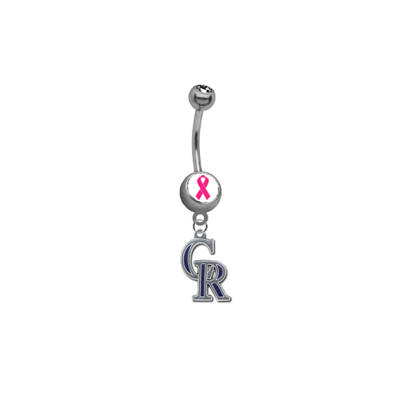 Colorado Rockies Breast Cancer Awareness Belly Button Navel Ring