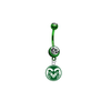 Colorado State Rams GREEN College Belly Button Navel Ring
