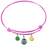 Colorado State Rams Pink Expandable Wire Bangle Charm Bracelet