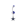 Dallas Cowboys Silver Blue Swarovski Belly Button Navel Ring - Customize Gem Colors
