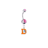 Denver Broncos Retro Silver Pink Swarovski Belly Button Navel Ring - Customize Gem Colors
