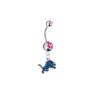 Detroit Lions Silver Pink Swarovski Belly Button Navel Ring - Customize Gem Colors