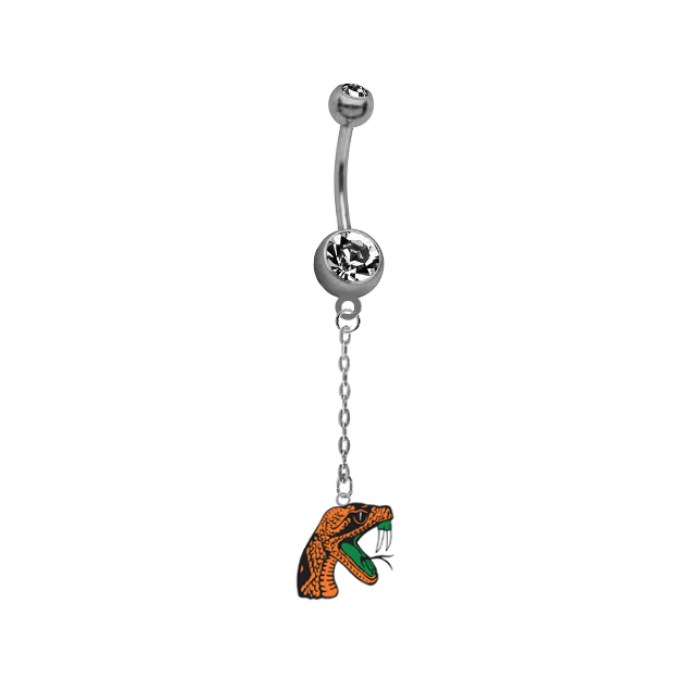 Florida A&M Rattlers Dangle Chain Belly Button Navel Ring