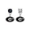 Georgia Bulldogs BLACK & CLEAR Swarovski Crystal Stud Rhinestone Earrings