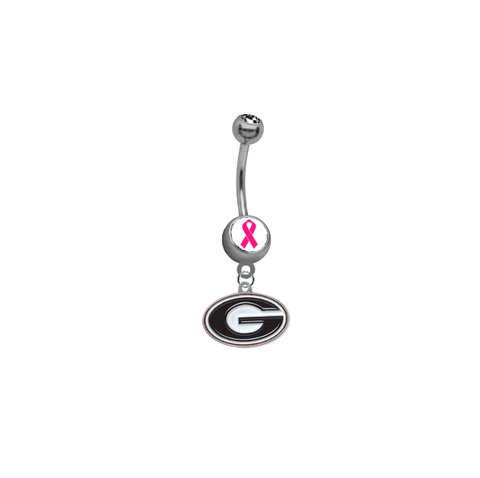Georgia Bulldogs Breast Cancer Awareness Belly Button Navel Ring