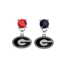 Georgia Bulldogs RED & BLACK Swarovski Crystal Stud Rhinestone Earrings