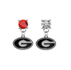 Georgia Bulldogs RED & CLEAR Swarovski Crystal Stud Rhinestone Earrings