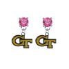 Georgia Tech Yellow Jackets PINK Swarovski Crystal Stud Rhinestone Earrings
