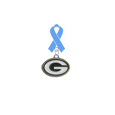 Green Bay Packers NFL Prostate Cancer Awareness / Fathers Day Light Blue Ribbon Lapel Pin