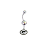 Green Bay Packers Silver Auora Borealis Swarovski Belly Button Navel Ring - Customize Gem Colors