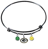 Green Bay Packers Black NFL Expandable Wire Bangle Charm Bracelet