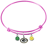 Green Bay Packers Pink NFL Expandable Wire Bangle Charm Bracelet