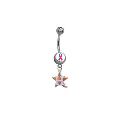 Houston Astros Style 2 Breast Cancer Awareness Belly Button Navel Ring