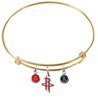 Houston Rockets GOLD Color Edition Expandable Wire Bangle Charm Bracelet