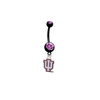 Indiana Hoosiers BLACK w/ PINK GEM College Belly Button Navel Ring