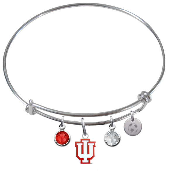 Indiana Hoosiers Soccer Expandable Wire Bangle Charm Bracelet