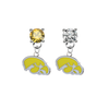 Iowa Hawkeyes 2 GOLD & CLEAR Swarovski Crystal Stud Rhinestone Earrings