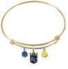Kansas City Royals Gold MLB Expandable Wire Bangle Charm Bracelet
