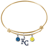 Kansas City Royals Style 2 Gold MLB Expandable Wire Bangle Charm Bracelet