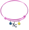 Kansas City Royals Style 2 Pink MLB Expandable Wire Bangle Charm Bracelet