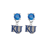 Kansas Jayhawks 2 BLUE Swarovski Crystal Stud Rhinestone Earrings