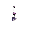 Kansas State Wildcats BLACK w/ PINK GEM College Belly Button Navel Ring