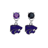 Kansas State Earrings PURPLE & BLACK Swarovski Crystal Stud Rhinestone Earrings