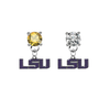 LSU Tigers 2 GOLD & CLEAR Swarovski Crystal Stud Rhinestone Earrings