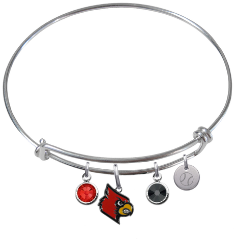 Louisville Cardinals Softball Expandable Wire Bangle Charm Bracelet