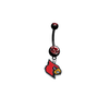 Louisville Cardinals BLACK w/ RED GEM College Belly Button Navel Ring