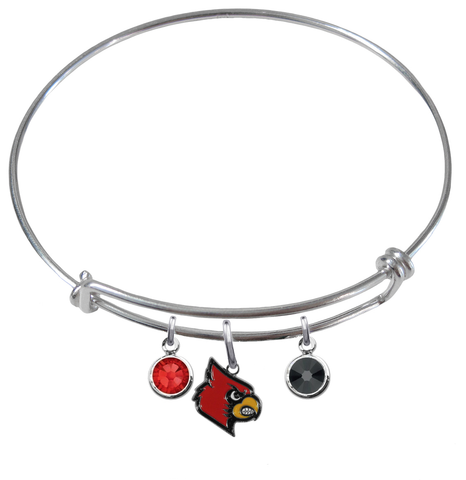 Louisville Cardinals NCAA Expandable Wire Bangle Charm Bracelet