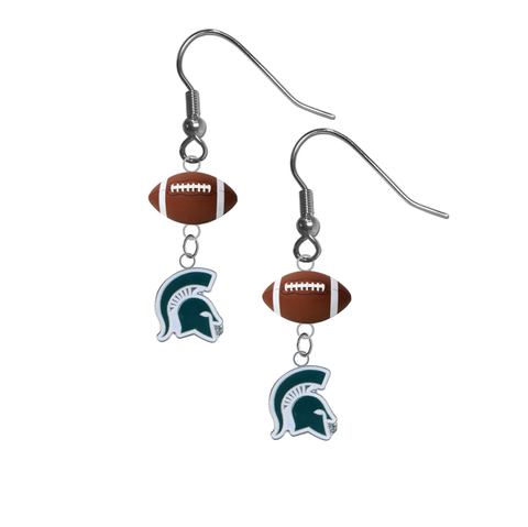 Michigan State Spartans Mascot NCAA Football Dangle Earrings