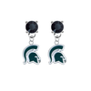 Michigan State Spartans Mascot BLACK Swarovski Crystal Stud Rhinestone Earrings