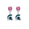 Michigan State Spartans Mascot PINK Swarovski Crystal Stud Rhinestone Earrings